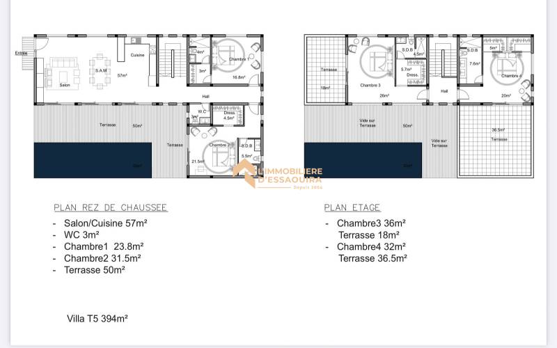 plan villa T5 jardins de Mogador